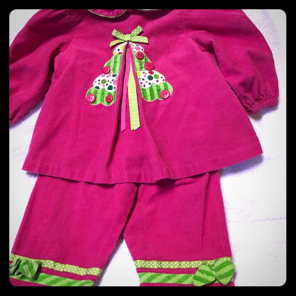 Pink Corduroy 2pc Christmas Set